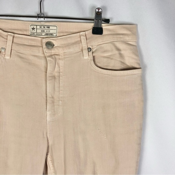 Free People We the Free Great Heights Pink Frayed Skinny Jeans 31 - Picture 4 of 6